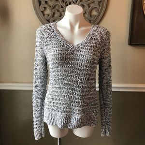 Loft black and white chunky knit sweater size small